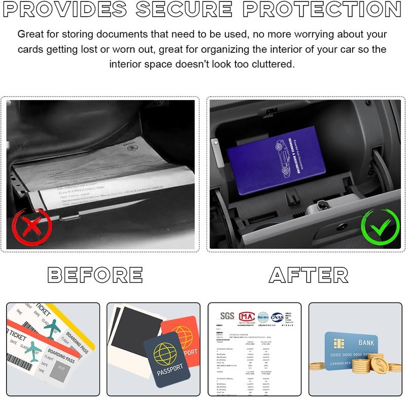 Yourkar Car Registration and Insurance Holder, 9.56"×5.19" Automotive Glove Box Organizer, Vehicle Card Document Glove Box Organizer for Documents Cards License, Car Accessories (Blue) - Image 4
